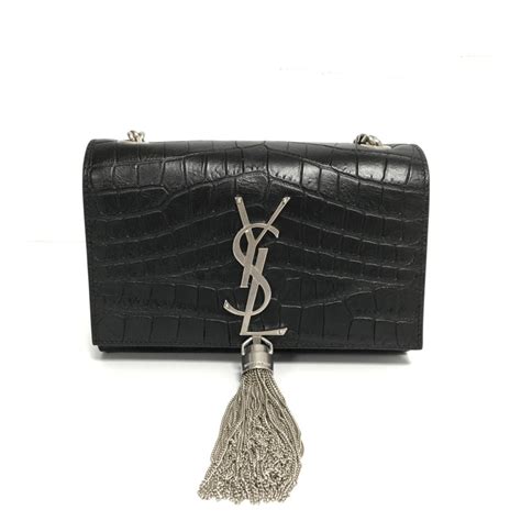 ysl kate tassel bag croc